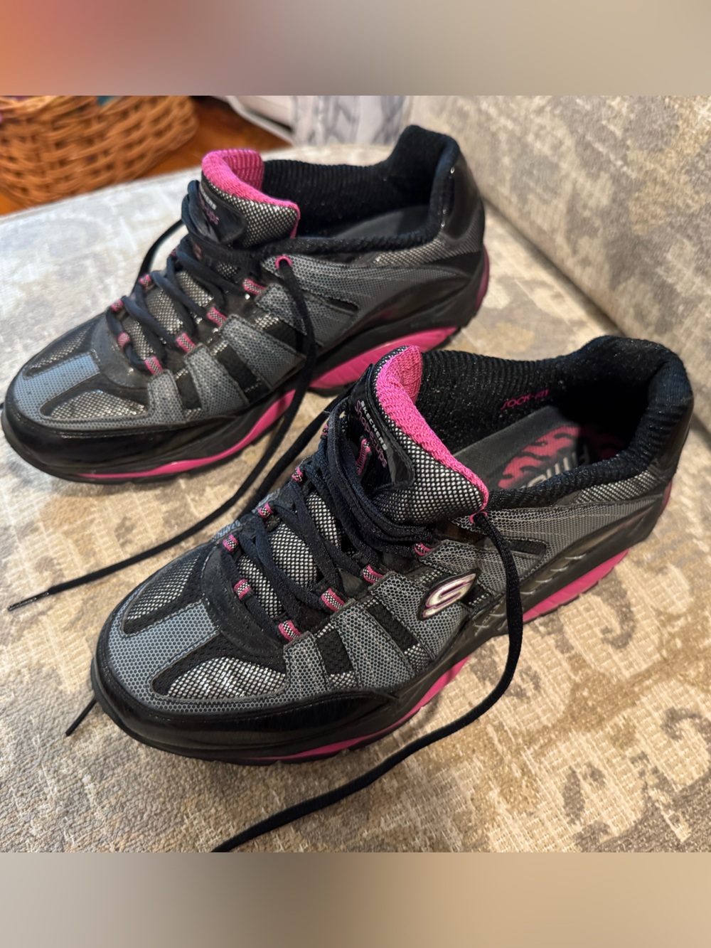 Skechers Shape Ups Black and Pink Sneakers